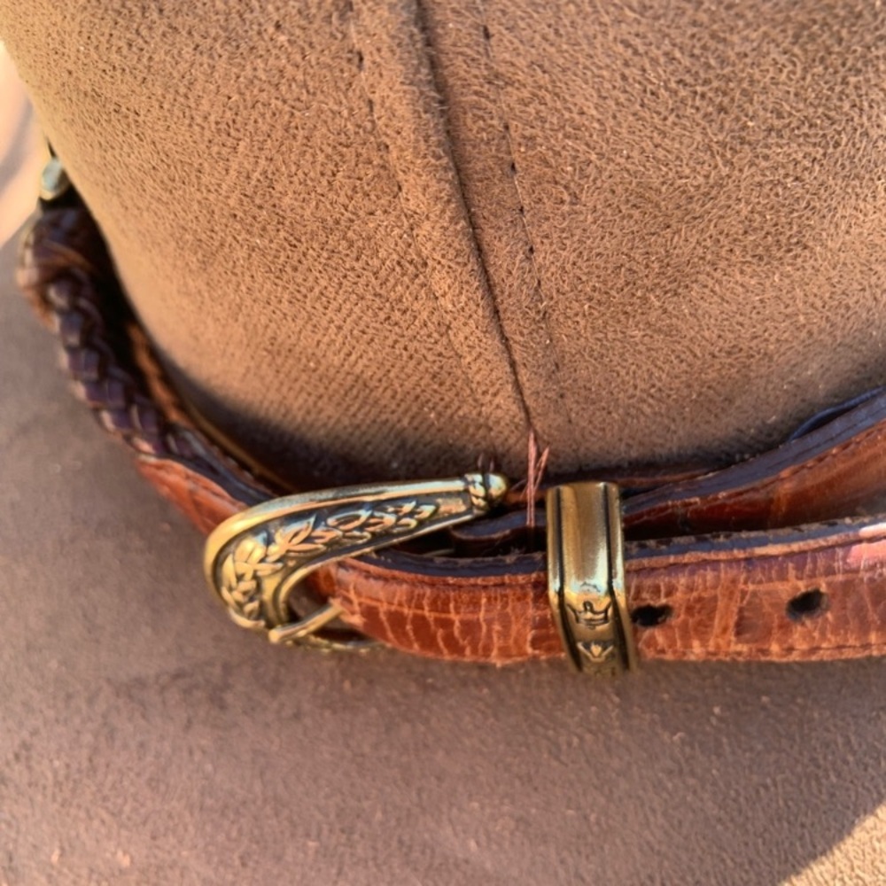 Brown Suede Western Hat with Braided Band,HP25 - Picture 8 of 12